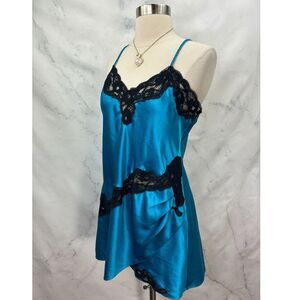 Vintage Victoria’s Secret 80s Slip Dress chemise Satin Lace L Gothic Steampunk